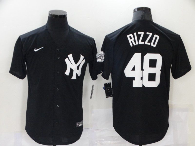 Men New York Yankees #48 Rizzo Black Throwback 2021 Nike MLB Jersey->new york yankees->MLB Jersey